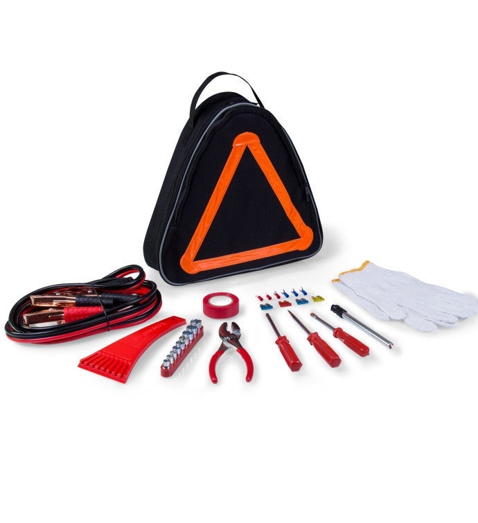 Roadside Emergency Car Kit, Black With Orange Accents